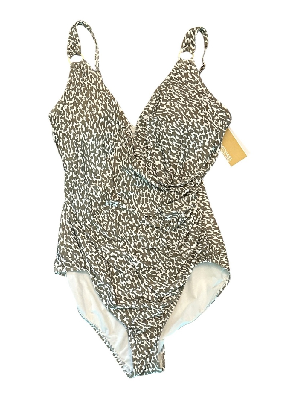 NWT Michael Kors Swimsuit One Piece Sz 14 Hazy Cheetah Surplice $138 Summer